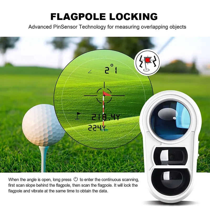 Laser Golf Rangefinder with Slope, Flag Lock Vibration & Rechargeable Battery | Accurate Golf Distance Finder