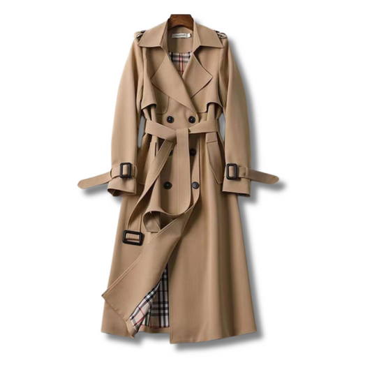 Beige trenchcoat med bælte til kvinder
