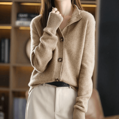 Beige uldvest med knapper til kvinder