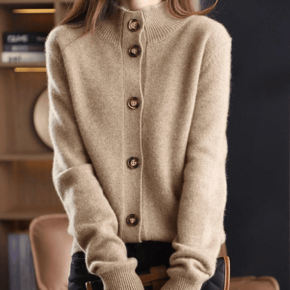 Beige uldvest med knapper til kvinder