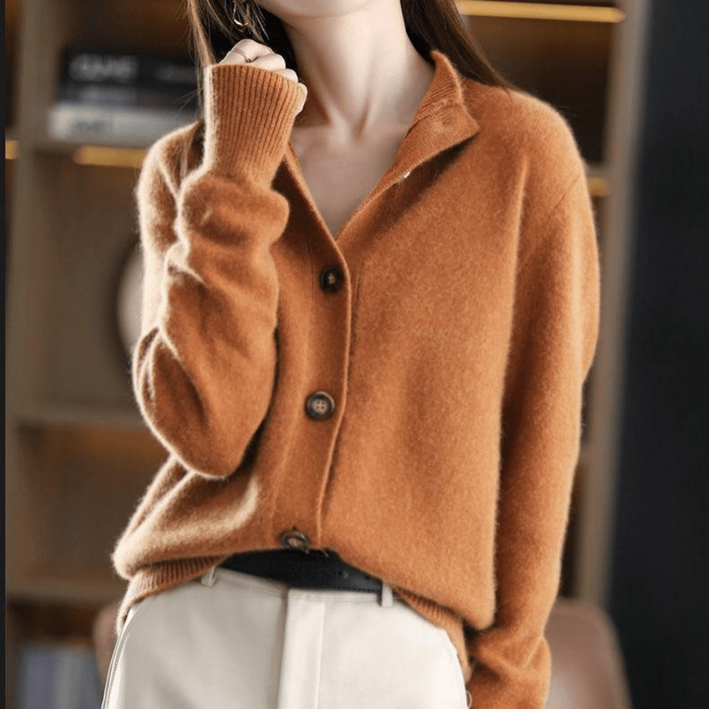 Beige uldvest med knapper til kvinder