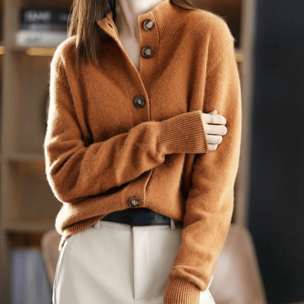Beige uldvest med knapper til kvinder