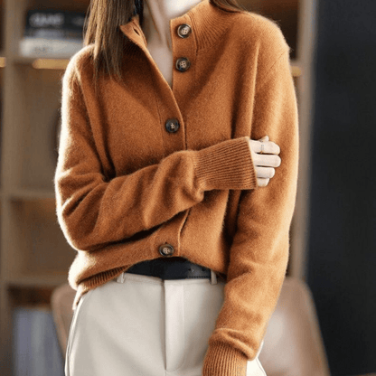 Beige uldvest med knapper til kvinder