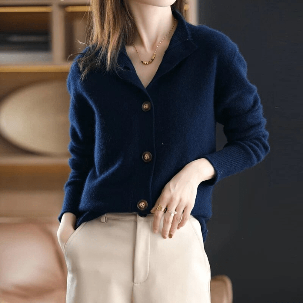 Beige uldvest med knapper til kvinder