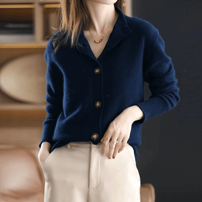 Beige uldvest med knapper til kvinder